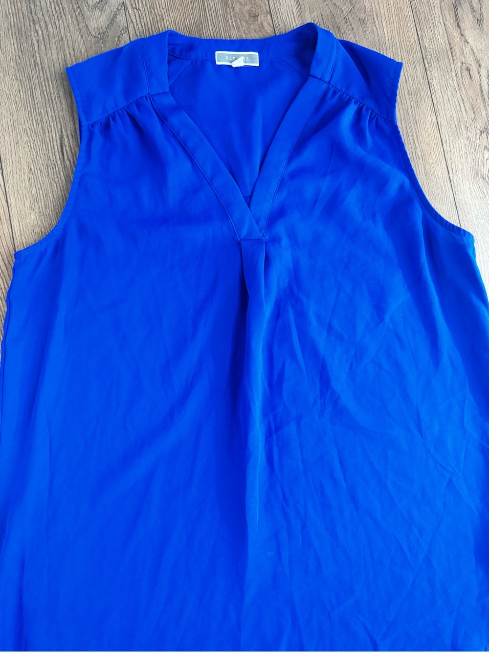 Pleione Sleeveless V-Neck Blouse in Cobalt Blue